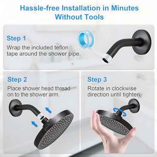 6" Rain Shower Head & 6" Shower Arm, Luxe Oil Rubbed Bronze Finish - Image 6