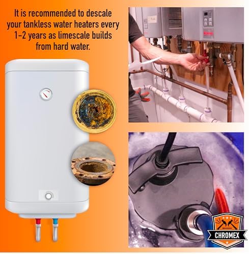 Chromex Tankless Water Heater Descaling Solution | Highly Effective Descaler Restores Heating Efficiency, Quart, 5 Gallons (2 x 2.5 Gallons) - Image 6