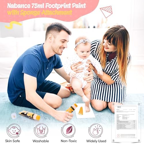 Baby Hand and Footprint Paint, Sponge Head, Baby Safe Paint, Warm-Yellow - Image 2