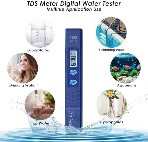 TDS Water Tester, Drinking Water Tester, 0-9990 PPM Meter Water Quality Tester, Portable Water Tester for Drinking Water, TDS Meter Digital Water Tester, 1 Pack, Deep Blue - Image 5