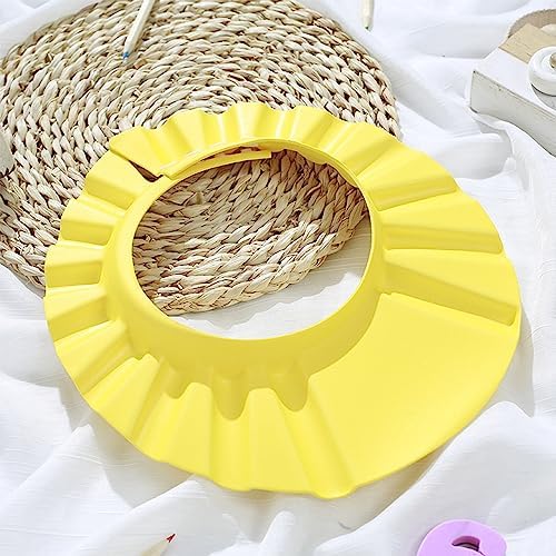 MYUBWTF Yellow Baby Shower Cap, Bath Shampoo Cap Hat，Soft Hat Adjustable Visor Cap，Protect your eyes and face from water，Suitable for infants, children and pets from 0 to 12 years old - Image 2