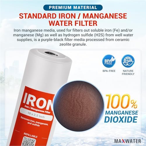 Max Water Whole House Iron Manganese Replacement Set, Heavy Duty - Standard Whole House Systems 10" x 2.5" Good for Iron, Manganese Reduction (Pack of 3) - Image 3