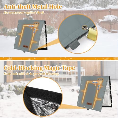 RICHIE 3-Way Opening Backflow Preventer Cover (5°F) Heavy-Duty 5-Layer Insulated Enclosure, All-Weather Protection for Outdoor Pipe, Irrigation Sprinkler Valve, Well Water Pump, 80" W x 50" H Grey - Image 7