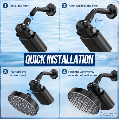Veken Shower Filter, Chlorine, Lead & Sulphide Tested, One-Press Cartridge - Image 5
