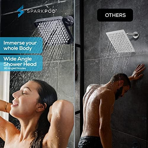 SparkPod Rain Shower Head, 8 Inch Square, Charcoal Grey Finish - Image 2