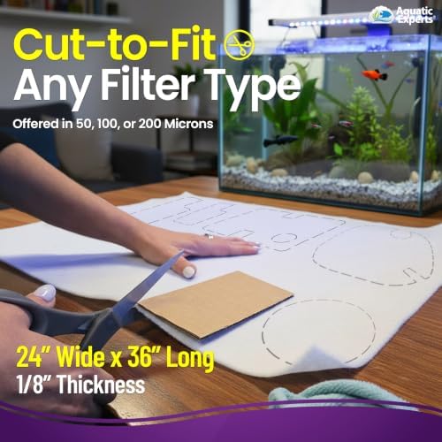 Aquatic Experts Aquarium Polishing Filter Pad, Water Polishing Pad for Aquarium Filters, Filter Floss for Fish Tank Filters, (200 Micron, 24" x 36" - 4 Pack) - Image 4