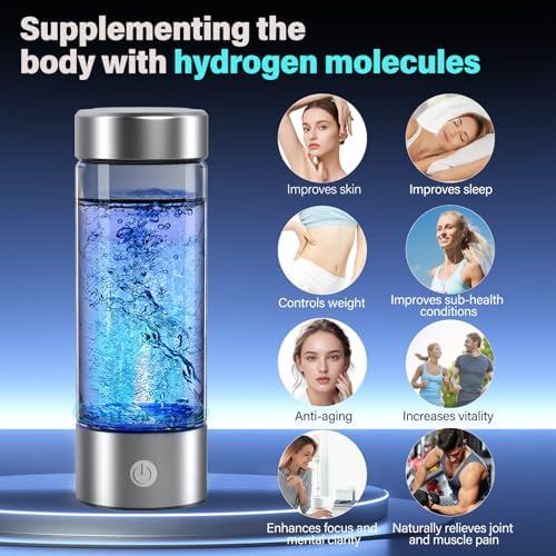 14 oz Portable Hydrogen Water Bottle Generator with PEM-SPE Technology, USB Rechargeable Hydrogen Water Ionizer Cup, Produces up to 3000 ppb Hydrogen in 3 Minutes for Home, Gym, Office & Travel - Image 2