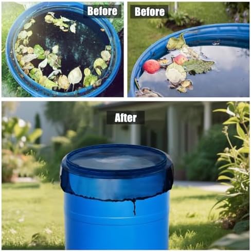 4 Pcs Rain Barrel Mesh Cover, 23.6 inch Water Collection Bucket Net with Adjustable Drawstring, Filter Screen for Outdoor Garden Rain Barrel Accessories, Prevent Fallen Leaves From Entering The Bucket - Image 3