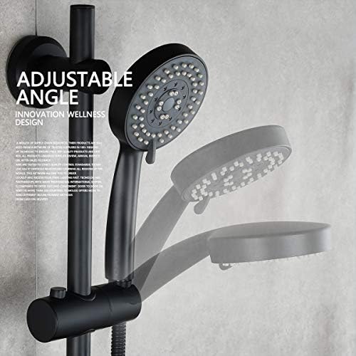 Tecmolog ABS Plastic Slide Bar Combo Drill-Free Height Adjustable Sliding Bar with Handheld Shower Head and Dish Black, BB4044F - Image 3
