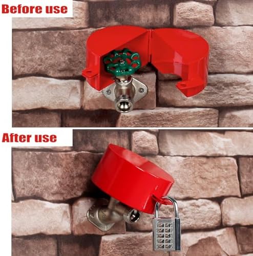 Outdoor Faucet Lock, Faucet Lock Suitable for Water Valves, Gate Valves, Hoses, and Propane Tank Locking Device - Prevents Water Theft, with Password Padlock (Red - Image 2