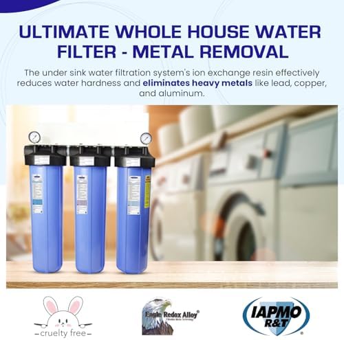Crystal Quest Tall Compact Whole House Water Filtration System, Multi-Stage Filter for Metals, Chlorine, Chloramine, etc. BPA-Free, 4-6 GPM Flow, Triple Configuration - Without System Stand - Image 2