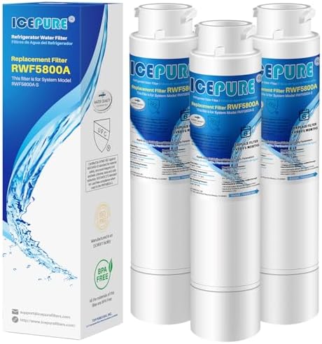 ICEPURE RWF5800A Refrigerator Water Filter Replacement for Frigidaire EPTWFU01, EWF02, Pure Source Ultra II, PureSource Ultra 2, SCWFTCTO, GP006, EPTWFUO1, MR022, JO22, BO022, TH-01, DE022, 1007 3PACK by ICEPURE