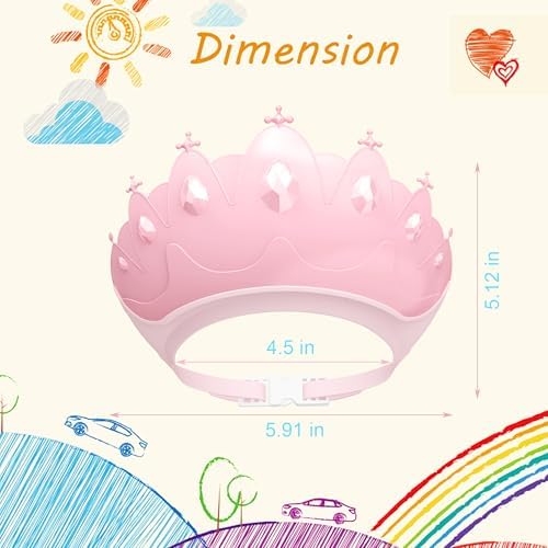 Baby Shower Cap Shield, Baby bath set shower cap, Visor Hat for Eye and Ear Protection for 0-9 Years Old Children,Cute Crown Shape Makes the Baby Bath More Fun (Pink) LiLiBBShie - Image 6