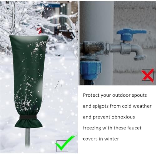 Frienda 2 Pcs Outdoor Faucet Cover for Winter Freeze Protection Large,Green - Image 3