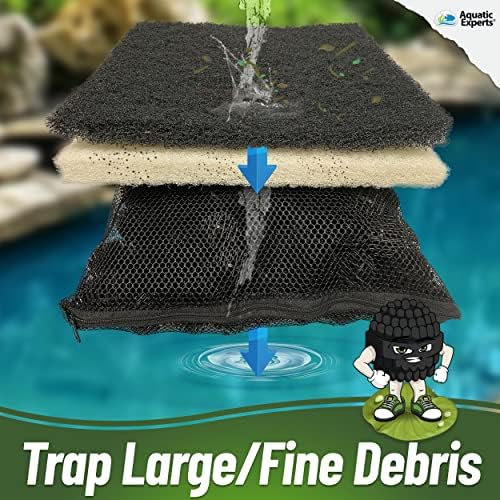 Aquatic Experts Koi Pond Filter Pad Bundle with Bio Balls – White Fine 12" x 72" + Black Coarse 12" x 72" Pads & 300 Count Bio Balls, Reusable Pond Filter Media - Image 3