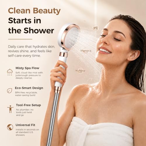 Beyn Korean Beauty VC Scent Handheld Filter Shower Head with Rotary Switch | Anti-Chlorine Hard Water Filter, Gentle Skin & Smooth Hair, Easy Install - Image 2