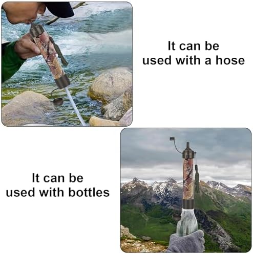 Water Straws Filter, Personal Backpacking Water Filter Straw Portable for Camping Hiking Travels (Green Camouflage) - Image 3