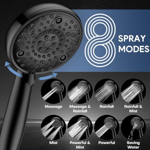 FEELSO Shower Head with Handheld Combo, 8" High Pressure Double Shower Head - Image 4