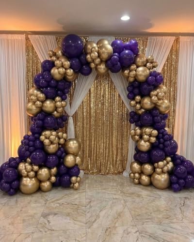 Purple and Gold Balloon Garland Arch Kit - Dark Purple and Metallic Explosion Gold Star Balloons for Birthday Graduation Baby Shower Adults Prom Luxury Violet Royal Party Decorations - Image 5