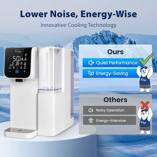 iSpring RCD100-THCW Hot & Cold Countertop Reverse Osmosis System, White, RO Water Filter Dispenser, 9 Temperature Options from 50–210°F & 6 Dispensing Volumes, TDS & Filter Life Monitor - Image 4