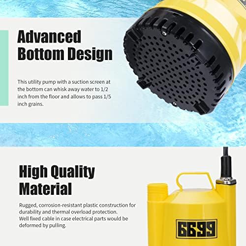Tankless Water Heater Descaling Flush Kit Includes Submersible Utility Pump with Adapters 3 Gallons Pail with Bucket Lid Opener and Two 3/4" GHT X 6FT PVC Black Hoses Easy Installation to Clean - Image 4