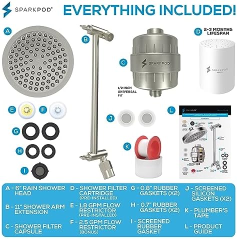 SparkPod Filtered Shower Head & 11" Shower Arm, 6" Round, Brushed Nickel - Image 6