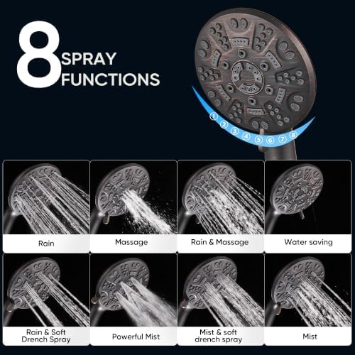Cobbe 8-Setting Handheld Shower Head, Water-Saving Design, ORB - Image 2