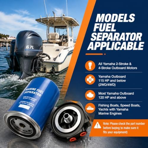 10 Micron Fuel Water Separator Kit with Filter Base & Brass Fittings Compatible with Yamaha MAR-FUELF-IL-TR, Sierra 18-7866, Mallory 9-37807, Marine Outboard Motors - Image 3