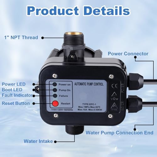 Smart Water Pump Pressure Controller, Automatic Electronic Switch 110-120V - Image 3