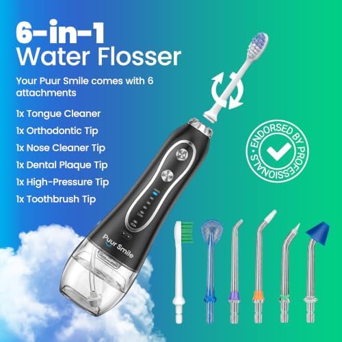 Professional Water Flosser - Advanced Dental Care for a Healthier Mouth, Gum, and Teeth - IPX7 Waterproof Oral Irrigator | 6 Replacement Tips, Travel-Friendly, Rechargeable - Oral Hygiene - Image 4