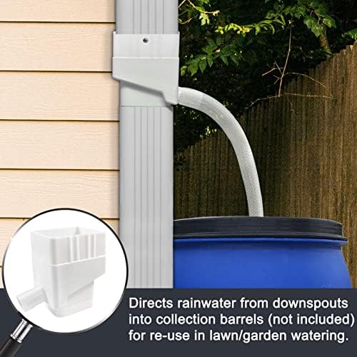 Rainwater Collection System, Gutter Downspout Diverter Rain Diverter Kit Rainwater Downspout Collection for Outdoor Garden Lawn (White) - Image 6