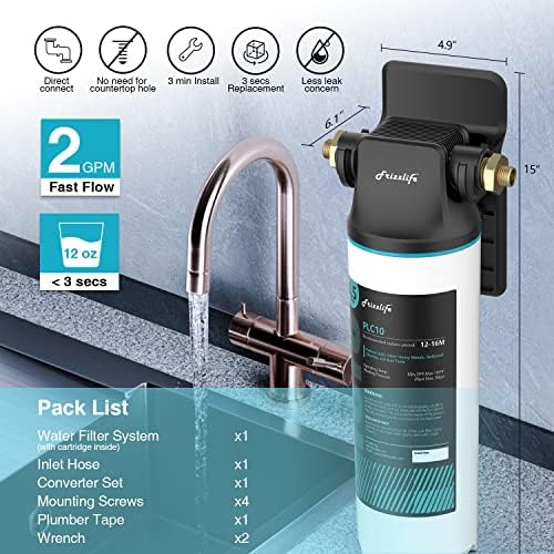 Frizzlife SW10 Under Sink Water Filter System, NSF/ANSI 53&42 Certified, Reduces 99.99% Lead, Chlorine, Bad Taste & Odor, Direct Connect Water Filter, 8K Gallons High Capacity, 0.5 Micron, USA Tech - Image 6