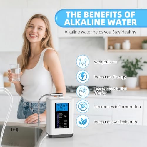 Alkaline Water Ionizer Machine, Water Machine PH 4-10.5 for Alkaline & Acidic Water, 7 Titanium Plates, Up to -500mV ORP, 8,000L Filter, 7 Water Settings, Auto-Cleaning, Intelligent Voice - Image 2