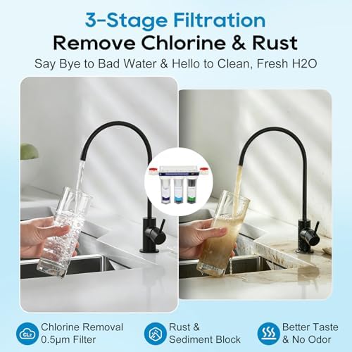 Whole House Water Filter System, 3-Stage Home Water Filtration System with 3/4" NPT Brass Port, Includes Sediment, GAC & CTO Filters, Reduces Chlorine, Rust & Scale, High Flow for City & Well Water - Image 2