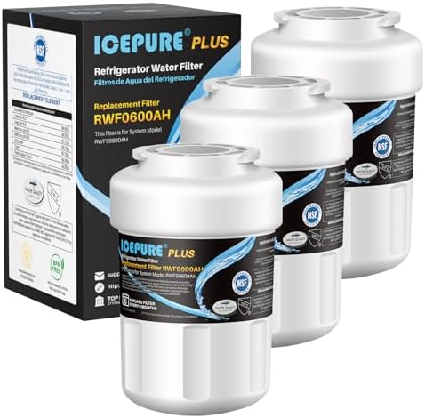 ICEPURE NSF/ANSI 53 Certified Premium RWF0600AH Replacement for MWF, MWFP, 197D6321P006, WFC1201, MWFA, PC75009, HDX FMG-1, GSE25GSHECSS, 46-9996, GSH25JSDDSS GWF Refrigerator Water Filter 3PACK by ICEPURE