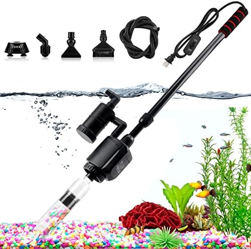 AQQA 6-in-1 Electric Aquarium Gravel Cleaner, 320GPH 20W Fish Tank Vacuum by AQQA