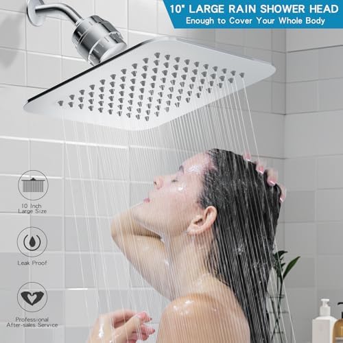 10'' High Pressure Filtered Shower Head Combo 20 Stage Shower Filter for Hard Water, Removes Chlorine & Harmful Substances (Chrome Polished) - Image 4