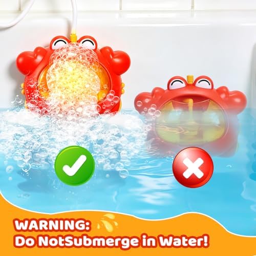 Bath Toys for Kids Ages 1-3 4-8 Rechargeable Bath Bubble Machine 2 in 1 with Baby Shower Head Light Up Crab Bath Toys with Colourful RGB Light for Toddler Boys and Girls - Image 7