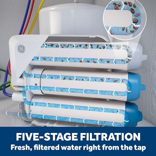 GE 5-Stage Reverse Osmosis Under Sink Water Filtration System with Faucet, Reduces 95+ Impurities including Lead, Chlorine, Arsenic, Filters FQ18PN, FQ18MN, FQ18RT, GXRV40TBN - Image 5