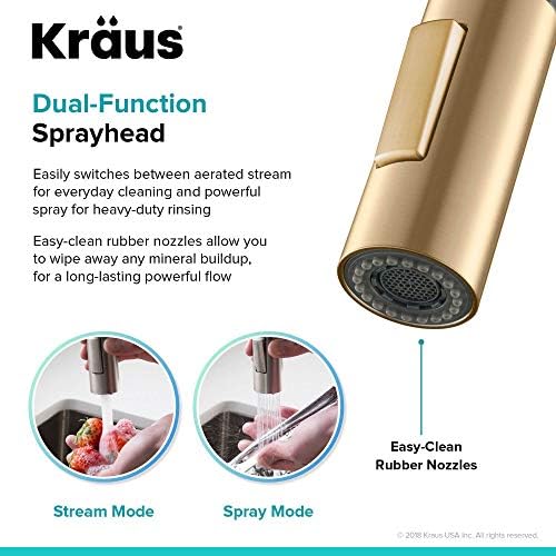 KRAUS Spot Free Brushed Brass Pull Down Kitchen Faucet KPF-2620BB - Image 6