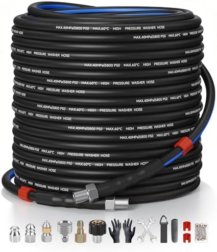 Sewer Jetter Kit for Pressure Washer 150ft, 1/4 Inch NPT, 5800PSI by TUTULUCK
