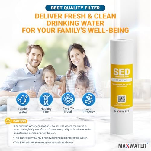 Max Water 1 Micron 10 x 2.5 Sediment Filter Cartridge Replacement for Reverse Osmosis and Whole House Water Filter, Compatible with Well Water Filters - P5, AP110, WHKF-GD05, WFPFC5002 (25 Pack) - Image 6