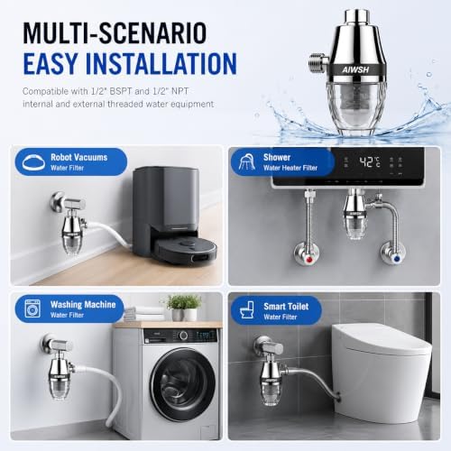 40 Micron Brass Anti-Scale Sediment Filter, Reusable Inline Water Filter for Water Heater, Washing Machine, Shower, RV Water Hose, Prevents Limescale, Protects Appliances, Fits 1/2" Pipes - Image 6