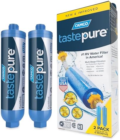 Camco Tastepure RV Water Filter 2-pk - GAC & KDF Filtration-Made in the USA by Camco