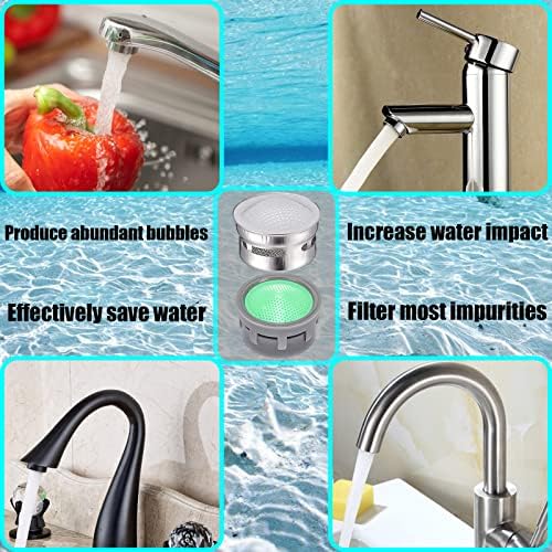Faucet Aerator with Gasket Flow Restrictor Insert Bathroom Faucet Aerator Replacement Parts 10 pcs Stainless Steel and 10 pcs Green - Image 5