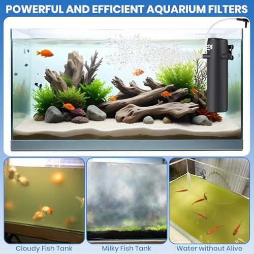 Aquarium Filter for 30-70 Gallon Tank, Fish Tank Filter with Wave-Maker Oxygenation Circulation, Adjustable Air Flow Filter for Freshwater & Saltwater, 4 in 1 Submersible Filter (12W) - Image 2
