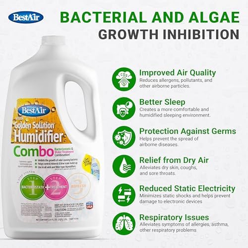 Bacteriostatic Humidifier Water Treatment– Extend Filter Life Eliminate Odors & Prevent Bacterial Growth – Compatible with All Cool Mist & Warm Mist Humidifiers – 64 oz Easy Pour Bottle (2 pack) - Image 3