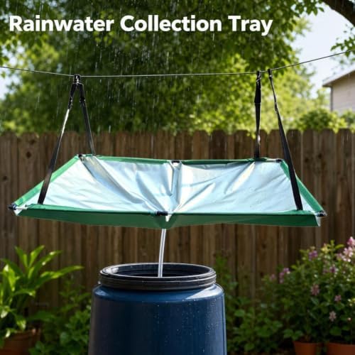 Rain Water Collector for Garden, Water Harvester Cloth Collection Kit with Hose, Outdoor Rainwater Harvesting Funnel with Filter Cloth, Portable Rain Catcher for Garden Lawn Balcony Camping - Image 4
