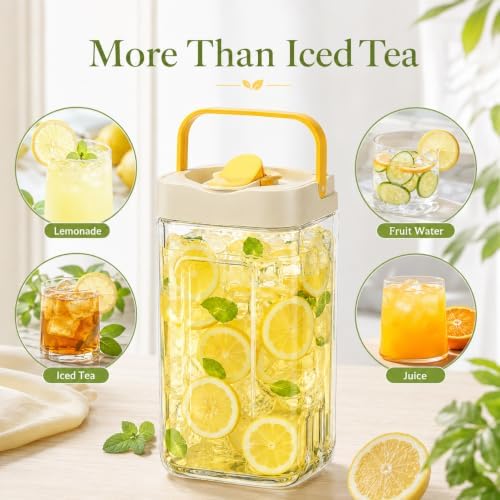 118oz Drink Dispenser for Fridge,Portable Water Pitcher for Fridge with Spigot,Sealed Plastic Drink Dispenser with Measurement Marks&Handle,Iced Tea Pitcher for Iced Tea,Juice,Daily Use,1 Pack - Image 6