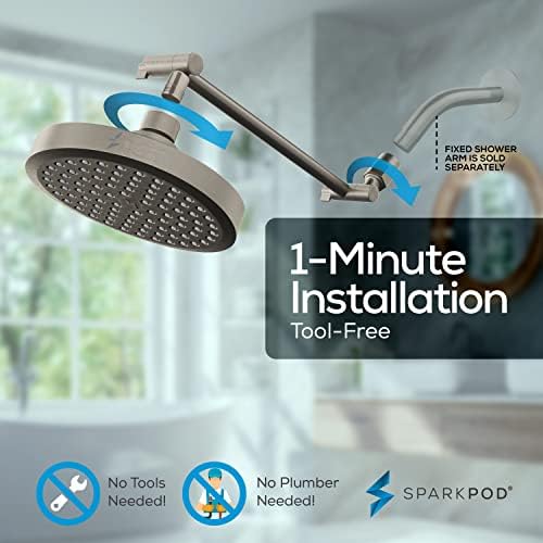 SparkPod 6" Round Rain Shower Head with 11" Shower Arm - Image 6